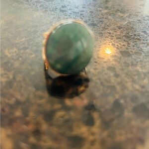 Aventurine Stone Ring, gold over silver